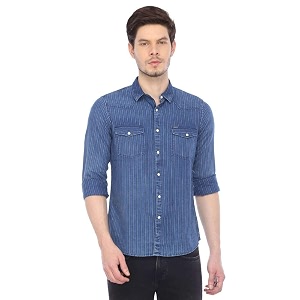 Pepe Mens 2 Pocket Striped Shirt