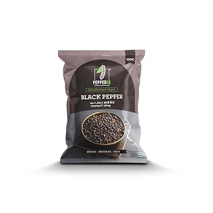 pepperin - black peppercorns whole bold  100 natural sabut kali mirch  100 chemical-free  wayanad origin - 100gm pouch