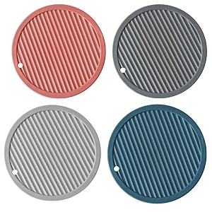 pepplo silicone table matsilicone trivet non-slipkitchen table pad multi-purpose hot pads spoon rest cooking amp diningrandom color set of 4 round