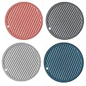 pepplo Silicone Table Mat,Silicone Trivet Non-Slip,Kitchen Table Pad Multi-Purpose Hot Pads, Spoon Rest, Cooking & Dining,Random Color (Set of 4, Round)