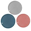pepplo Silicone Table Mat,Silicone Trivet Non-Slip,Kitchen Table Pad Multi-Purpose Hot Pads, Spoon Rest, Cooking &amp; Dining,Random Color (Set of 3, Round)