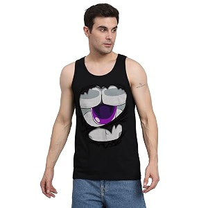 peppyzone anime printed chest tearing 100 cotton tank top vest for men 2xl black3