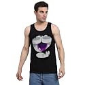 Peppyzone Anime Printed Chest Tearing 100% Cotton Tank Top Vest for Men (2XL, Black3)