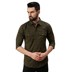 Peppyzone Mens Regular Fit Cargo Shirt