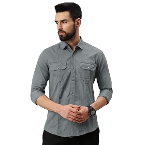 Peppyzone Mens Regular Fit Cargo Shirt
