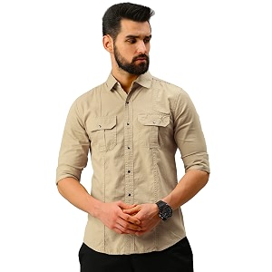 Peppyzone Mens Regular Fit Cargo Shirt