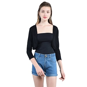 PepTrends Womens Knitted Open Neck Three Fourth