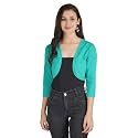 PepTrends Solid Cotton Knitted Short Shrug with
