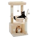 PEQULTI 4-in-1 Cat Tree for Kittens &amp; Small Cats, 33in Beige Tower