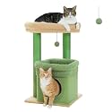 PEQULTI Small Cat Tree Tower for Indoor Cats, Sisal Post &amp; Cozy Condo Green
