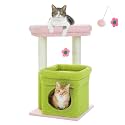 PEQULTI Small Cat Tree Tower for Indoor Cats, Sisal Post &amp; Cozy Condo, Pink