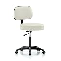 Perch Basic Exam Stool, Casters, 21-28.5", Off-White
