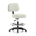 Perch Basic Exam Stool with Foot Ring, Casters, 21-28.5", Off-White
