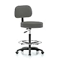 Perch Basic Exam Stool with Foot Ring, Casters, 25-35", Charcoal