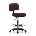 Perch Basic Exam Stool with Foot Ring, Casters, 25-35", Burgundy Fabric