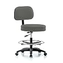 Perch Basic Exam Stool with Foot Ring, Casters, 21-28.5", Charcoal