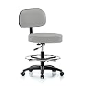 Perch Basic Exam Stool with Foot Ring, Casters, 21-28.5", Grey