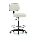 Perch Basic Exam Stool with Foot Ring, Casters, 25-35", Off-White