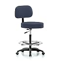 Perch Basic Exam Stool with Foot Ring, Casters, 25-35", Imperial Blue