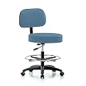 Perch Basic Exam Stool with Foot Ring, Casters, 21-28.5", Colonial Blue