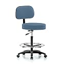 Perch Basic Exam Stool with Foot Ring, Casters, 25-35", Newport Fabric