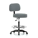 Perch Basic Exam Stool with Foot Ring, Casters, 25-35", Cinder