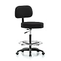Perch Basic Exam Stool with Foot Ring, Casters, 25-35", Black Vinyl