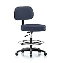 Perch Basic Exam Stool with Foot Ring, Casters, 21-28.5", Imperial Blue