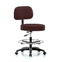 Perch Basic Exam Stool with Foot Ring, Casters, 21-28.5", Burgundy Vinyl