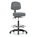 Perch Exam Stool with Foot Ring, Casters, 25-35", Cinder