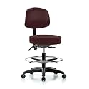 Perch Exam Stool with Foot Ring, Casters, 20.75-28.75", Burgundy Vinyl