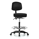 Perch Exam Stool with Foot Ring, Casters, 25-35", Black Fabric
