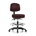 Perch Exam Stool with Foot Ring, Casters, 21-28.5", Burgundy Fabric