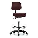 Perch Exam Stool with Foot Ring, Casters, 25-35", Burgundy Fabric