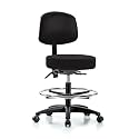 Perch Exam Stool with Foot Ring, Casters, 20.75-28.75", Black Vinyl