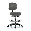 Perch Exam Stool with Foot Ring, Casters, 21-28.5", Charcoal