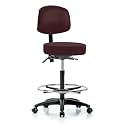 Perch Exam Stool with Foot Ring, Casters, 25-35", Burgundy Vinyl