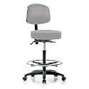 Perch Exam Stool with Foot Ring, Casters, 25-35", Grey