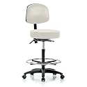 Perch Exam Stool with Foot Ring, Casters, 25-35", Off-White
