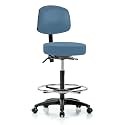 Perch Exam Stool with Foot Ring, Casters, 25-35", Colonial Blue