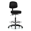 Perch Exam Stool with Foot Ring, Casters, 25-35", Black Vinyl
