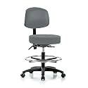 Perch Exam Stool with Foot Ring, Casters, 21-28.5", Cinder