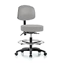 Perch Exam Stool with Foot Ring, Casters, 20.75-28.75", Grey