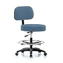 Perch Basic Exam Stool with Foot Ring, Casters, 21-28.5", Newport Fabric