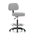 Perch Basic Exam Stool with Foot Ring, Casters, 25-35", Grey