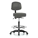 Perch Exam Stool with Foot Ring, Casters, 25-35", Charcoal