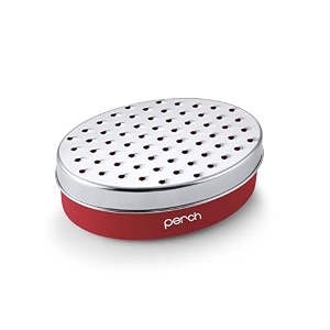 perch stainless steel multi-purpose grater with container - red  grater with storage box  easy to use amp clean  durable kitchen tool
