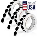 Perco Black Perforated Round Circle Dot Sticker 1-Inch Labels — 3 Rolls, 3,000 Stickers - Bold High Contrast for Pricing, Writing &amp; Bin Labels, Strong Adhesive - Made in USA