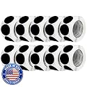Perco Black Perforated Round Circle Dot Sticker 3-Inch Labels — 10 Rolls, 5,000 Stickers - Bold Signage, Logo Stickers, Warning &amp; Instruction Labels, Strong Adhesive - Made in USA