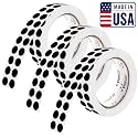 Perco Black Perforated Round Circle Dot Sticker 1/2-Inch Labels — 3 Rolls, 9,000 Stickers—Scrapbooks, Invitations for Cover-Up, Tiny Marking &amp; Minimalist Coding, Strong Adhesive—Made in USA